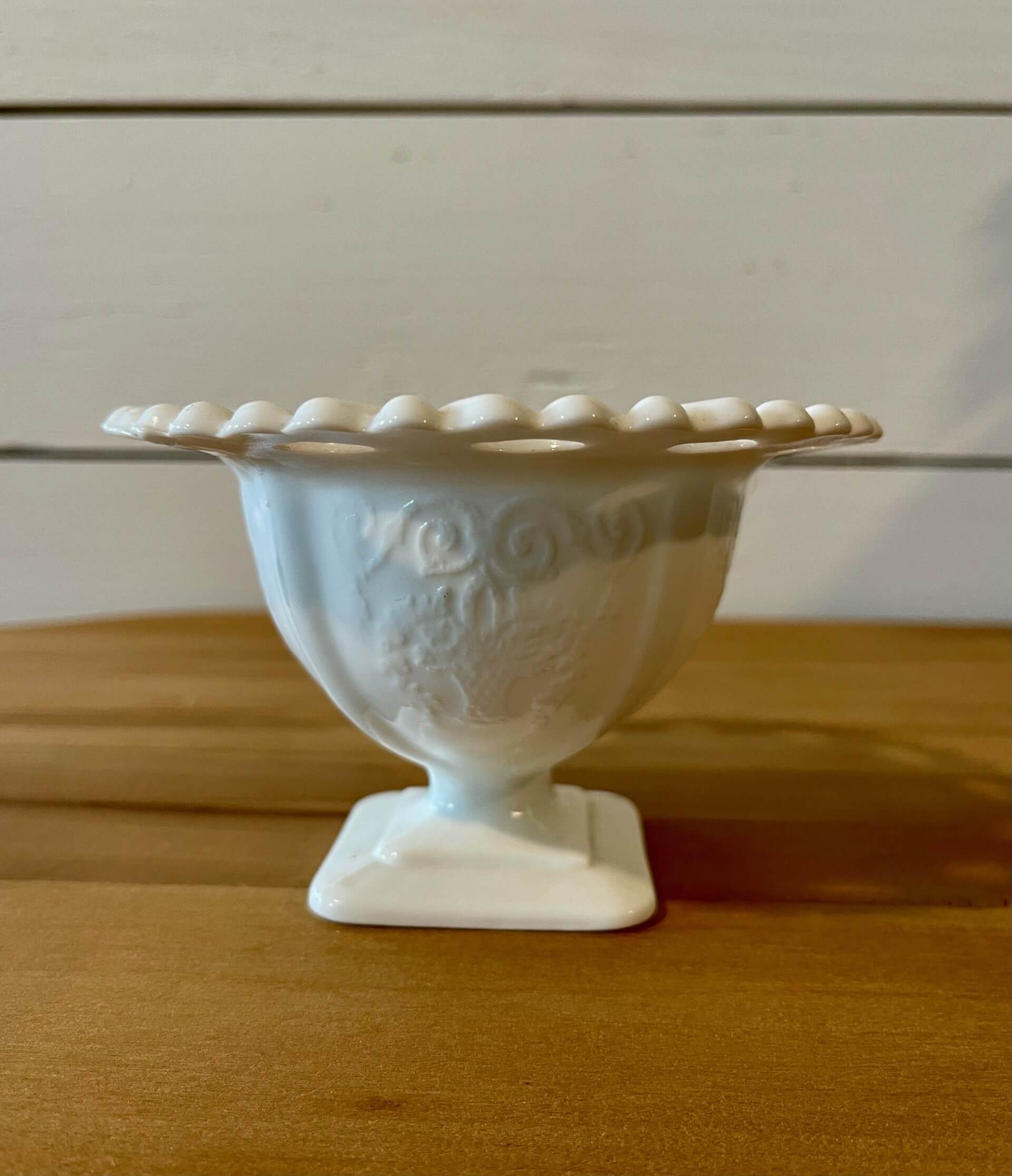 Vintage Milk Glass Small Pedestal Bowl