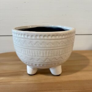 Footed Debossed Aztec Planter